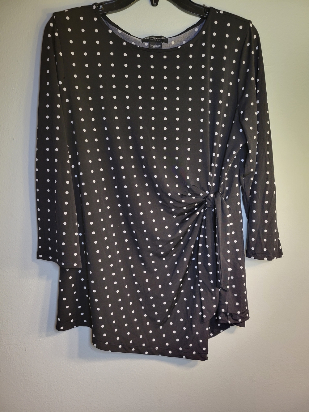 Liz Claiborne Black Top with White Polka Dots